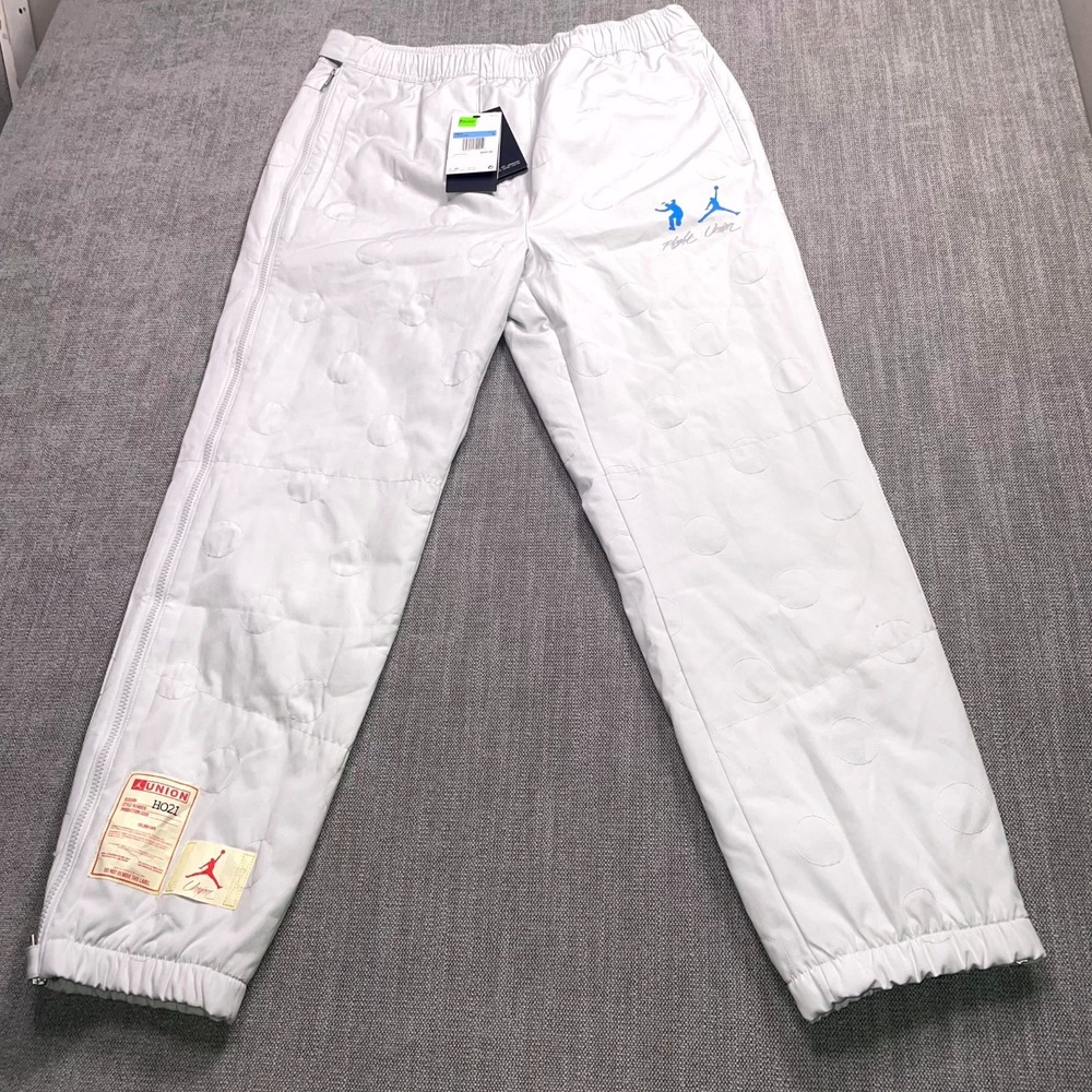 Air Jordan x Union LA Zip Photon Dust Pants Mens Medium Gray Lined Jumpman Logo